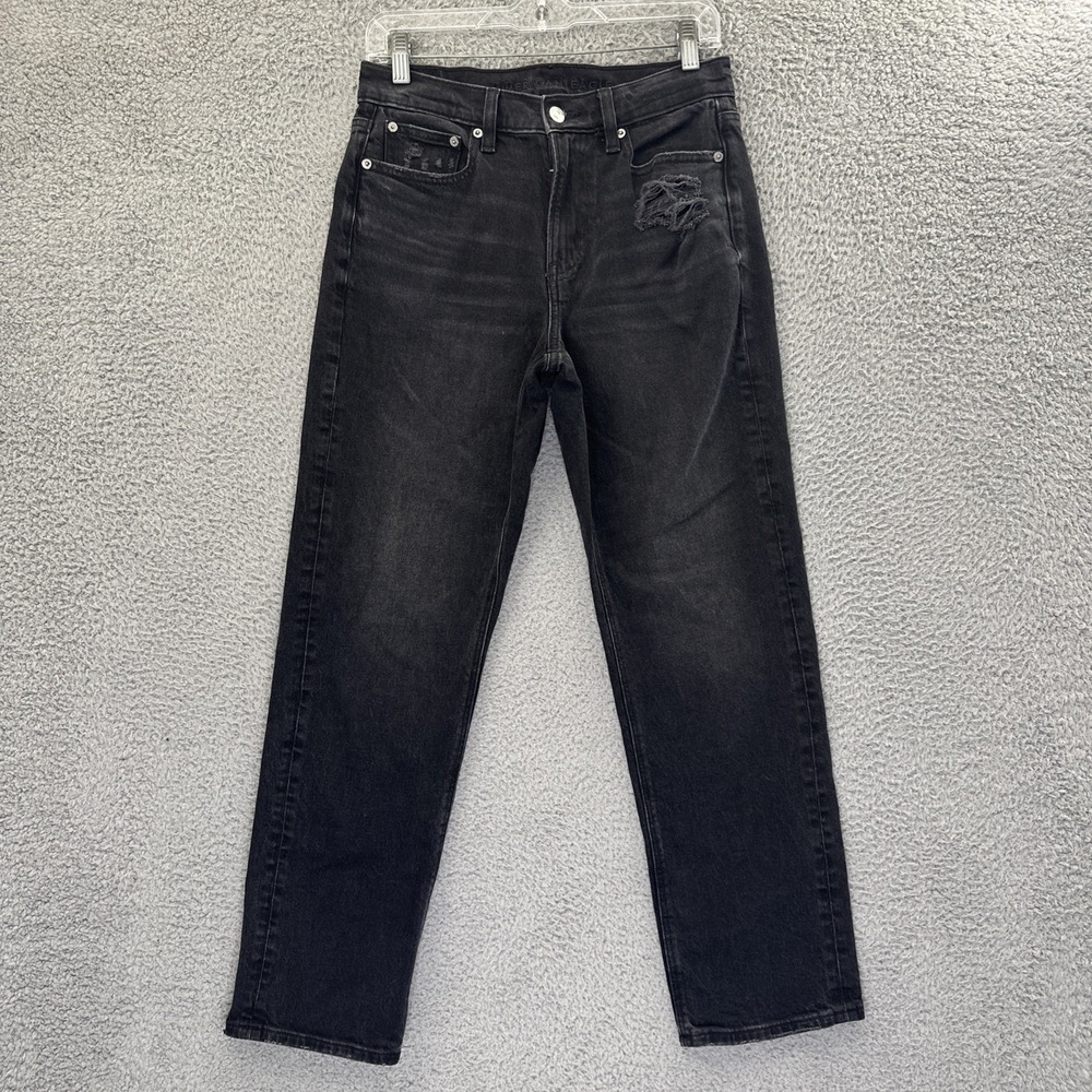 American Eagle Super High Rise Ankle Straight Jean‎ Black Boho Women's 4 x 27